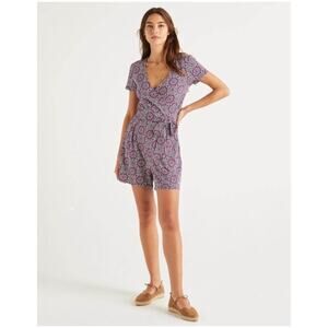 Boden Caroline Pink Floral Jersey Romper Playsuit Short Sleeve Size 8P